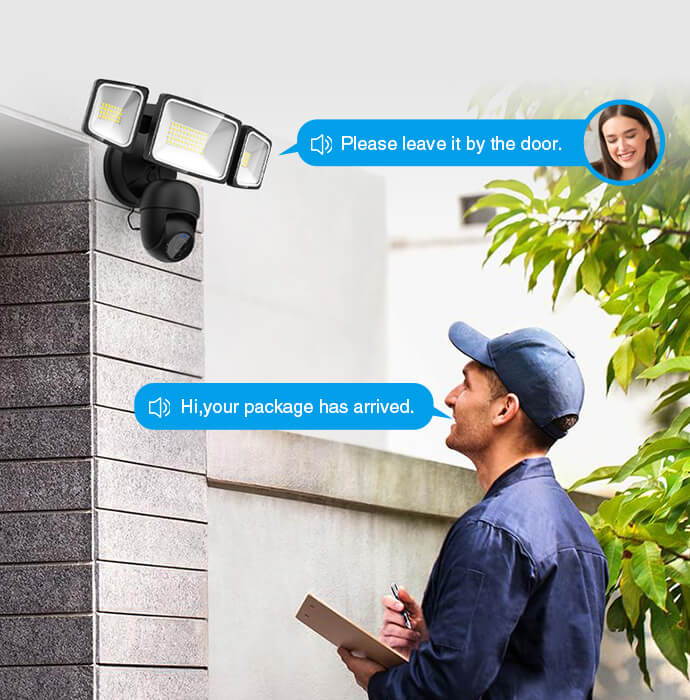 Motion detector flood lights with camera top